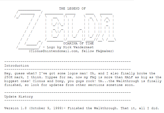 Gamefaqs Experience in 1999